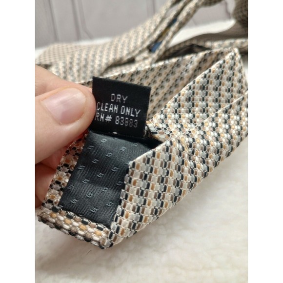 Studio Milan Men's Luxury Tie 100% Silk Handmade Gold Multicolored Classic EUC - Picture 4 of 14